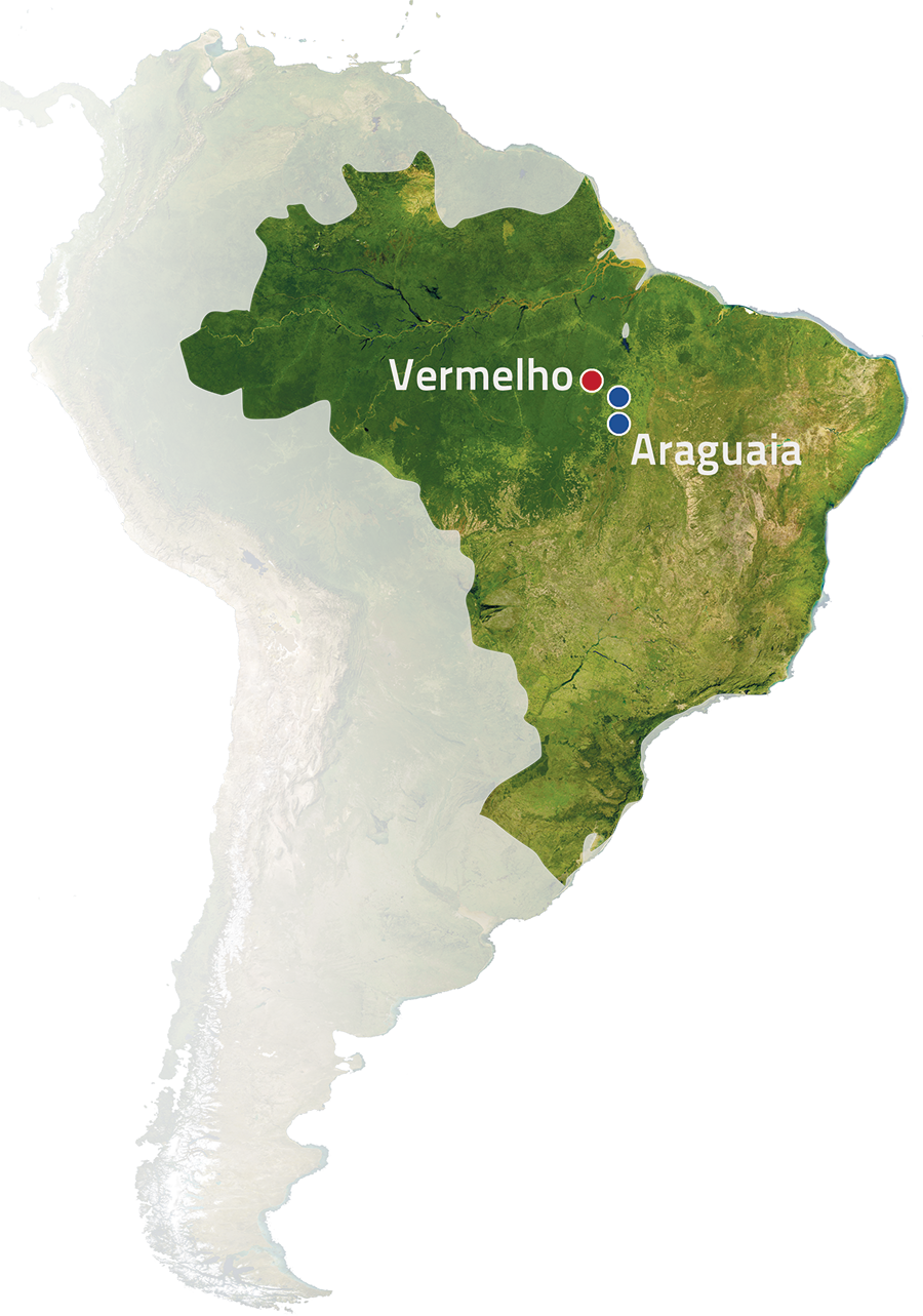 Araguaia and Vermelho nickel project locations, Brazil