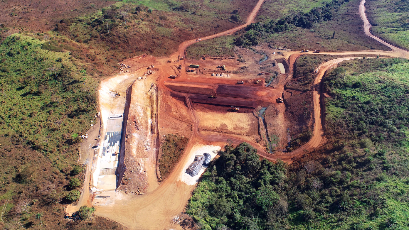 An aerial view of a construction site